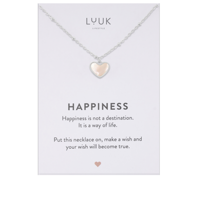 Necklace with lucky charm pendant and Happiness greeting card