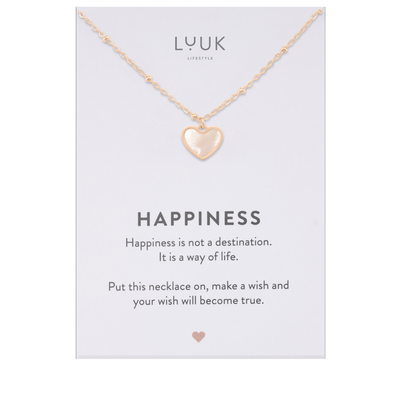 Necklace with lucky charm pendant and Happiness greeting card